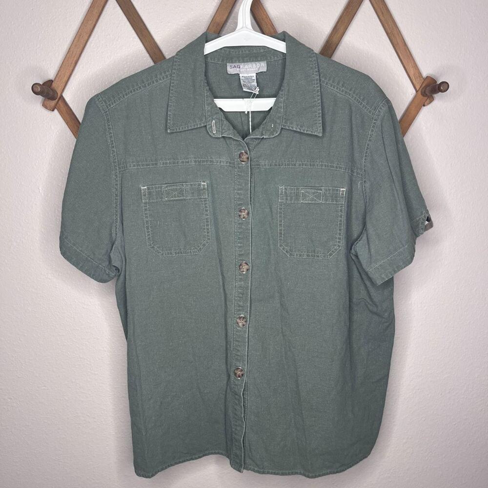 Olive green Sag Harbor short sleeve utility top